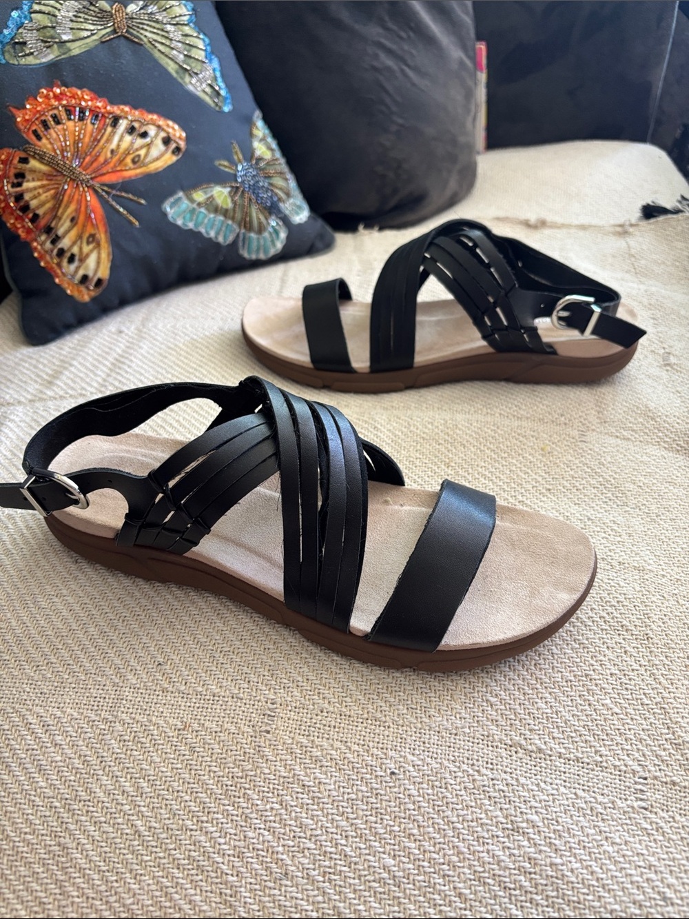 Easy Spirit Marlis Leather Sandals Cushioned Sole Back Strap Size  10 N